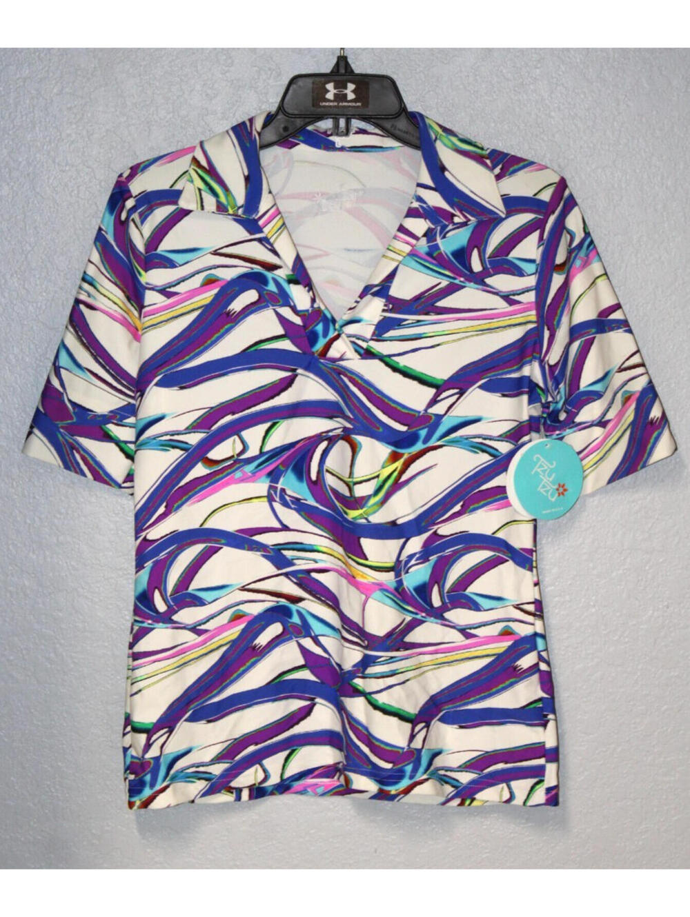 NEW TZU TZU Sport Daisy Top Ladies Large Hoopla Short Sleeve Polo Golf Tennis